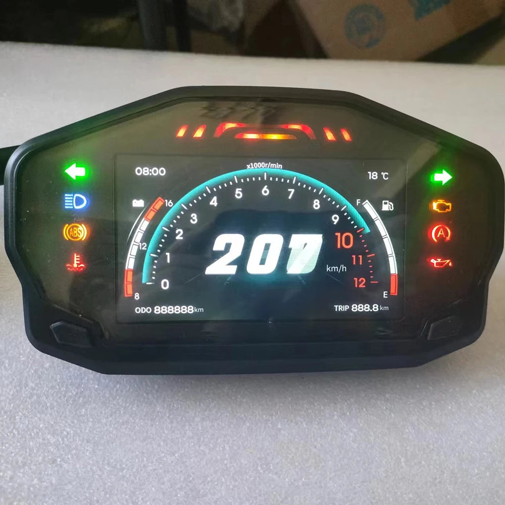 Velocímetro TFT universal para motocicleta, odômetro multifuncional com nível de combustível, medidor de temperatura da água, 1 cilindro, 2 cilindros, 4 cilindros, novo