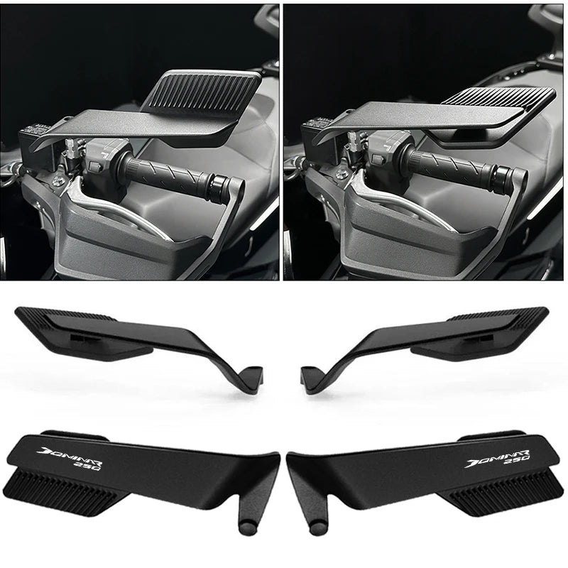 Espelho retrovisor ajustável furtivo para motocicleta, espelhos de asa fixa para bajaj dominar 250 400 pulsar dominar400 2017-2024