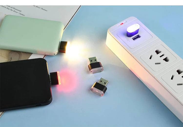 Usb carro mini led atmosfera luzes interior do carro lâmpada decorativa de néon iluminação emergência universal pc portátil plug and play