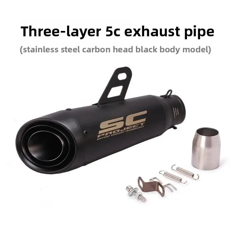 Silenciador de Escape SC de Dupla Camada, Som de Corrida Alto, Muffler Modificado Compatível com Ninja Z250 Z300 ZX10 MT07 MT09 R25 R3 R6
