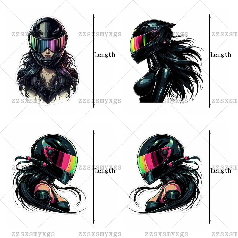 Adesivos de carro para meninas com tema escuro, adequados para corpo de carro, pára-brisa, capacete de motocicleta, porta-malas, decalque de vinil, acessórios de carro