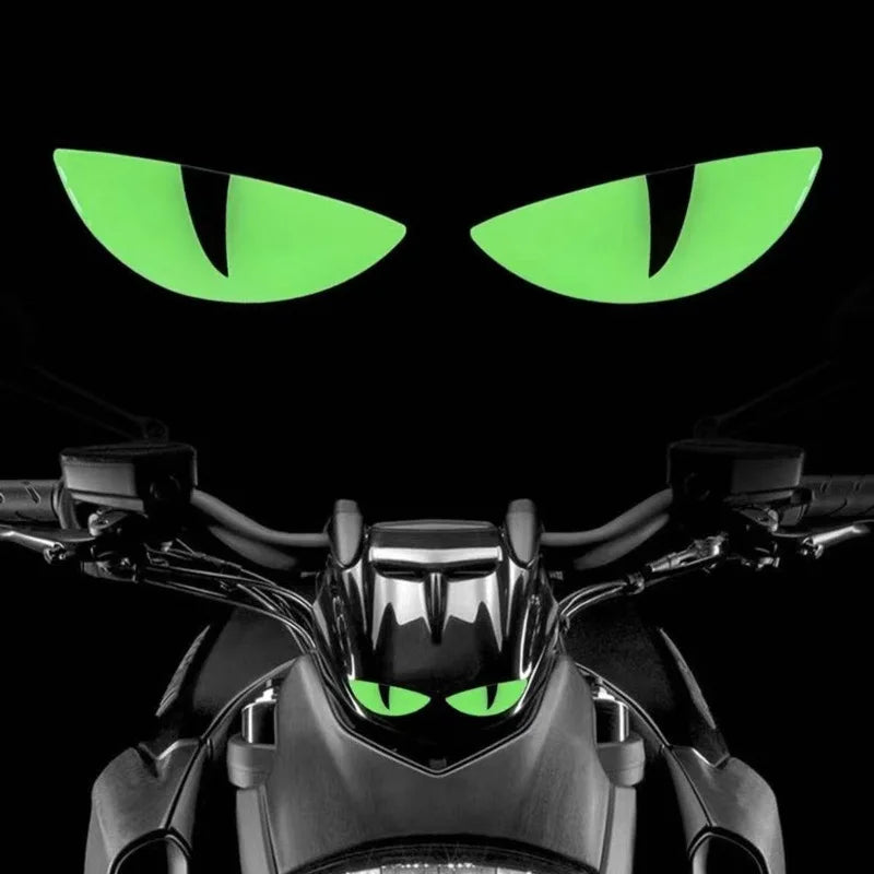 2 Adesivos Fluorescentes 3D Olho do Diabo para Motocicleta, Adesivos de Segurança que Refletem a Luz, Adesivos Decorativos Luminosos 3D Estereoscópicos