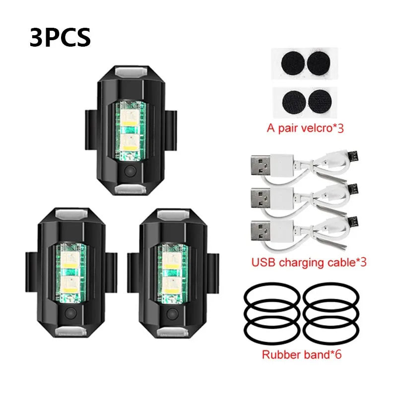Luz estroboscópica universal para motocicleta, lâmpada de aviso usb para carro, led, anti-colisão, drone, voo noturno, mini luz de sinal piscante