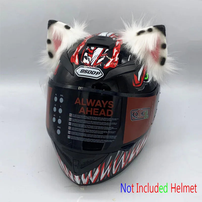 Decoração de capacete elétrico de motocicleta, 3d estéreo, orelhas de lobo, pelúcia dobrável, acessórios de capacete de moto, adesivos, estilo cosplay
