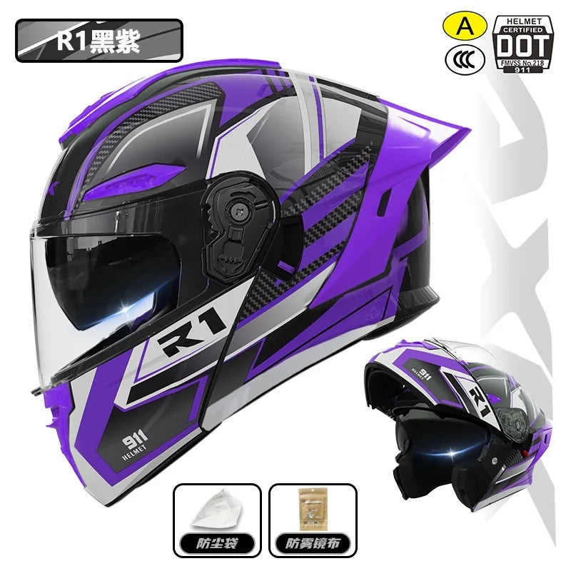 Capacete de motocicleta com certificação 3C&DOT, masculino e feminino, modular, quente para o inverno, quatro estações, capacete de segurança para scooter elétrica
