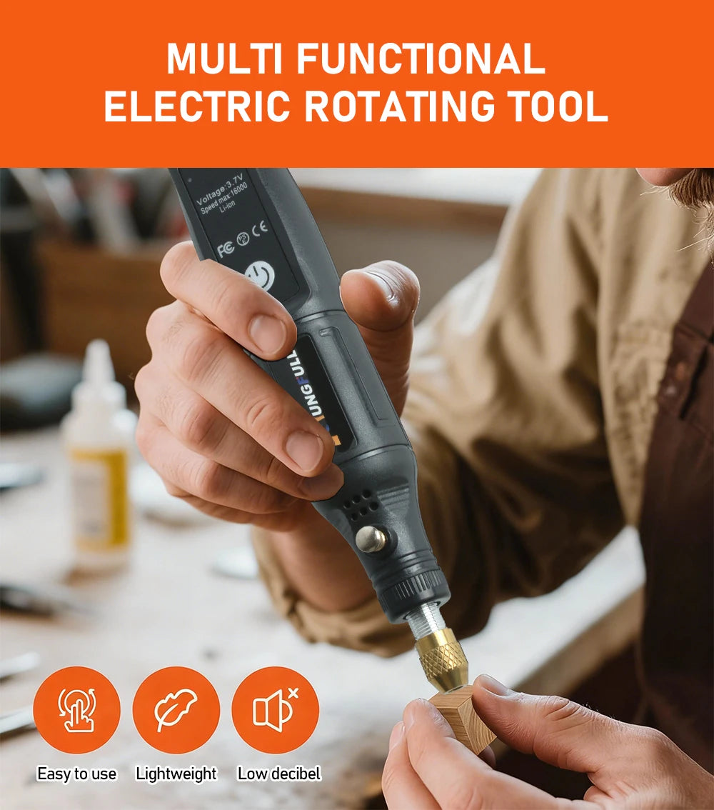 Ferramenta rotativa mini sem fio, furadeira elétrica, caneta de gravação recarregável por USB, para uso manual, polimento, perfuração, entalhe e trabalhos de bricolagem.