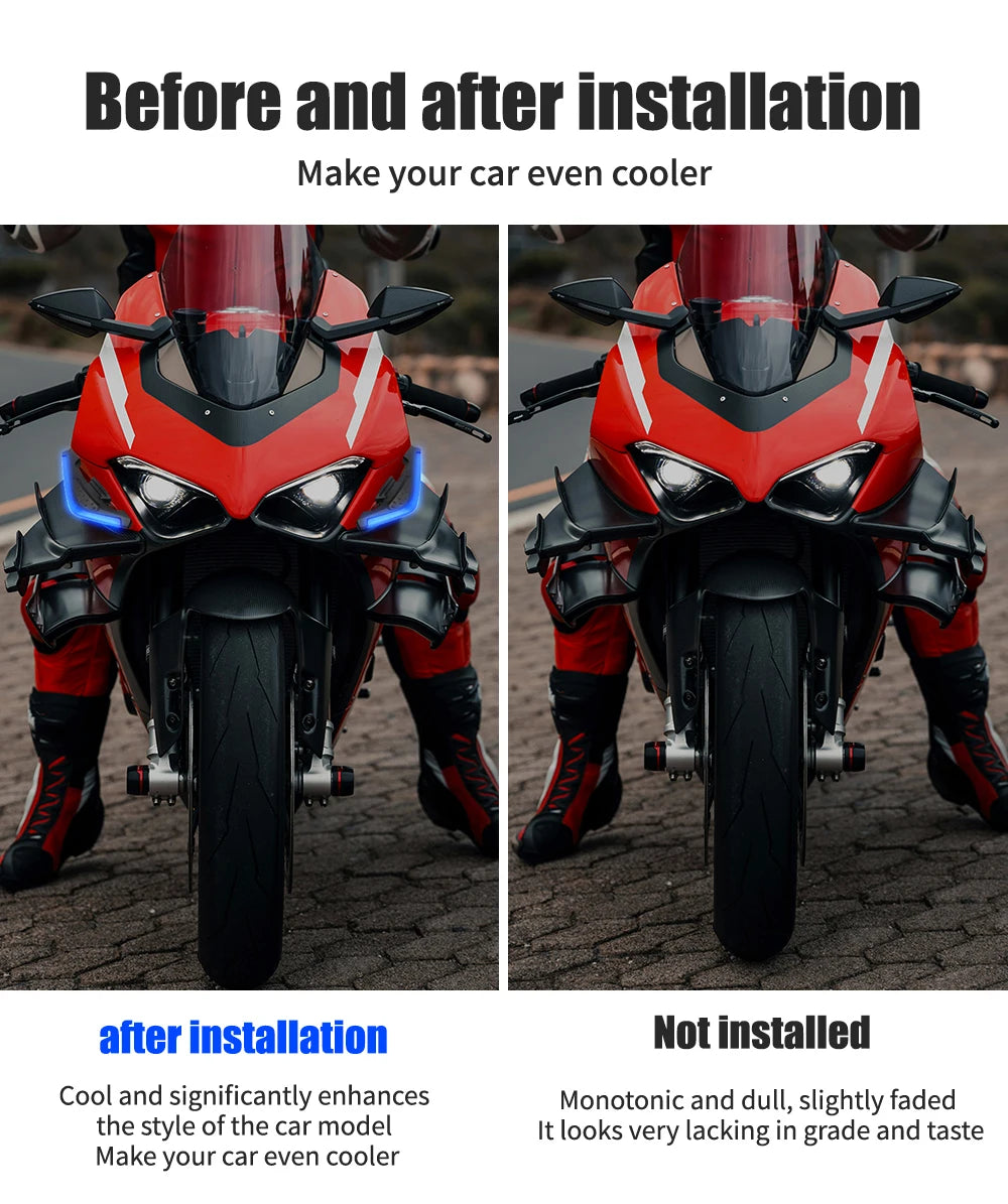 Kit de Luzes LED Aerodinâmicas para Motocicleta, 1 Par de Luzes Decorativas Universais para Motocicleta