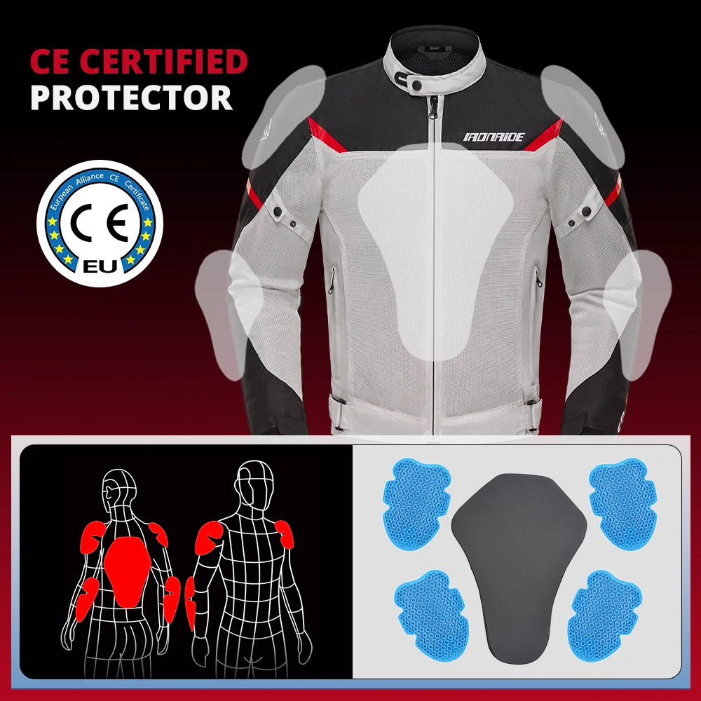 Jaqueta de motocicleta masculina verão respirável corrida motocicleta jaqueta certificação ce proteção equitação roupas listra reflexiva