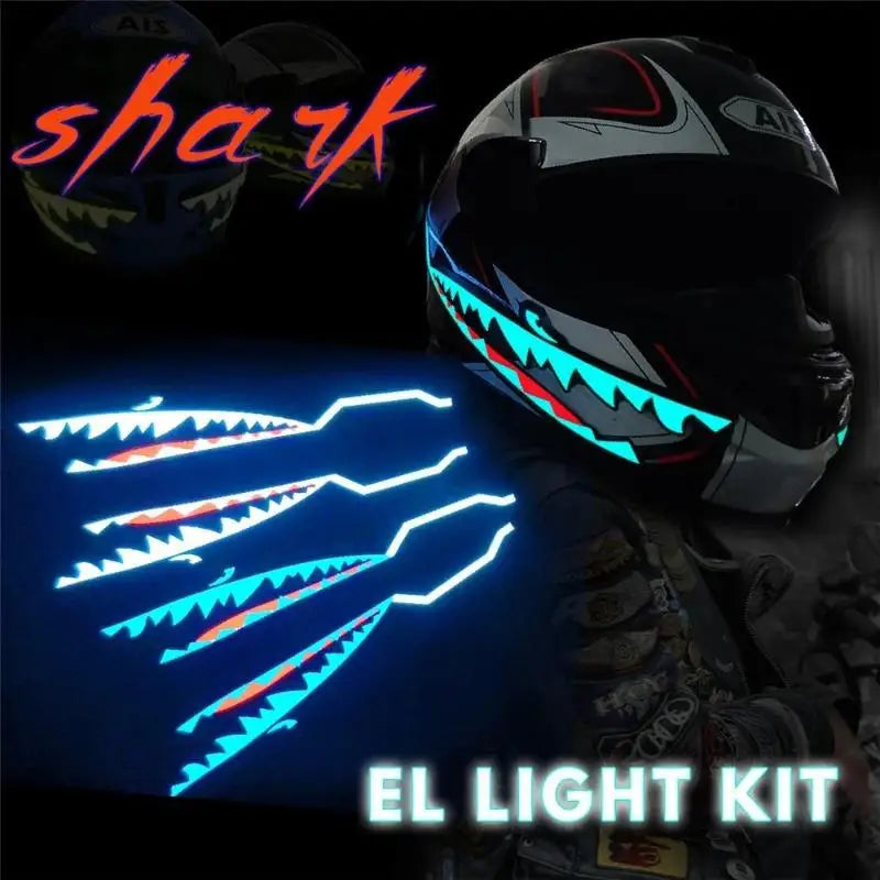 1 Peça Fita de Luz LED para Capacete Estilo Tubarão, Luz Noturna LED para Capacete de Moto, Adesivo Luminoso Modificado
