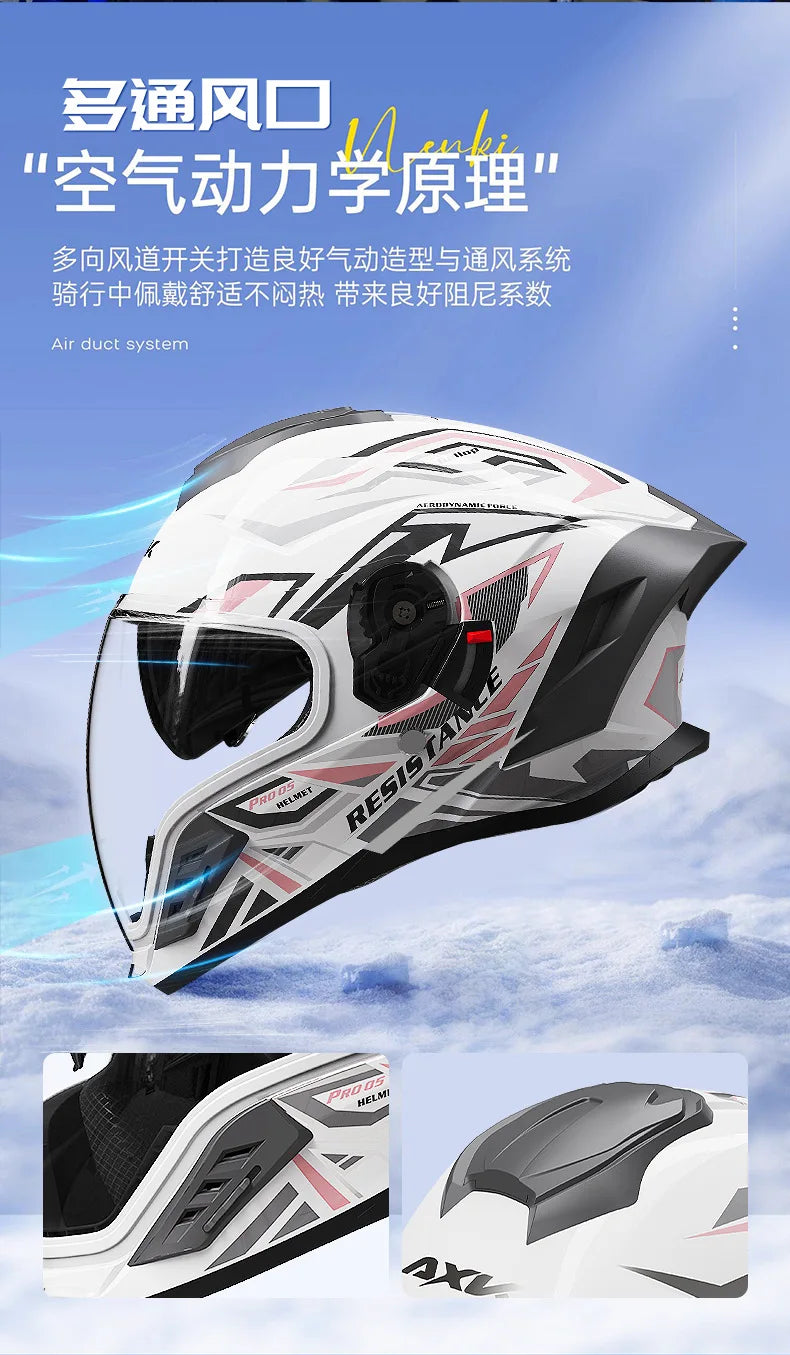 Capacete de Motocicleta Integral Certificado DOT para Todas as Estações com Design para Beber Água, Masculino e Feminino, para Pilotagem de Inverno