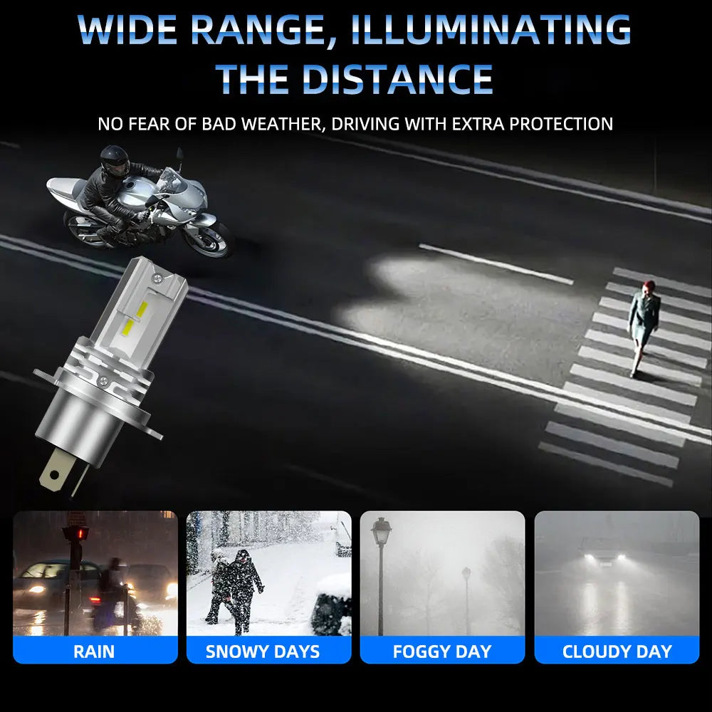 H4 led lâmpadas de farol da motocicleta hi lo feixe moto luzes para yamaha kawasaki suzuki h4 lâmpada led com canbus farol da motocicleta