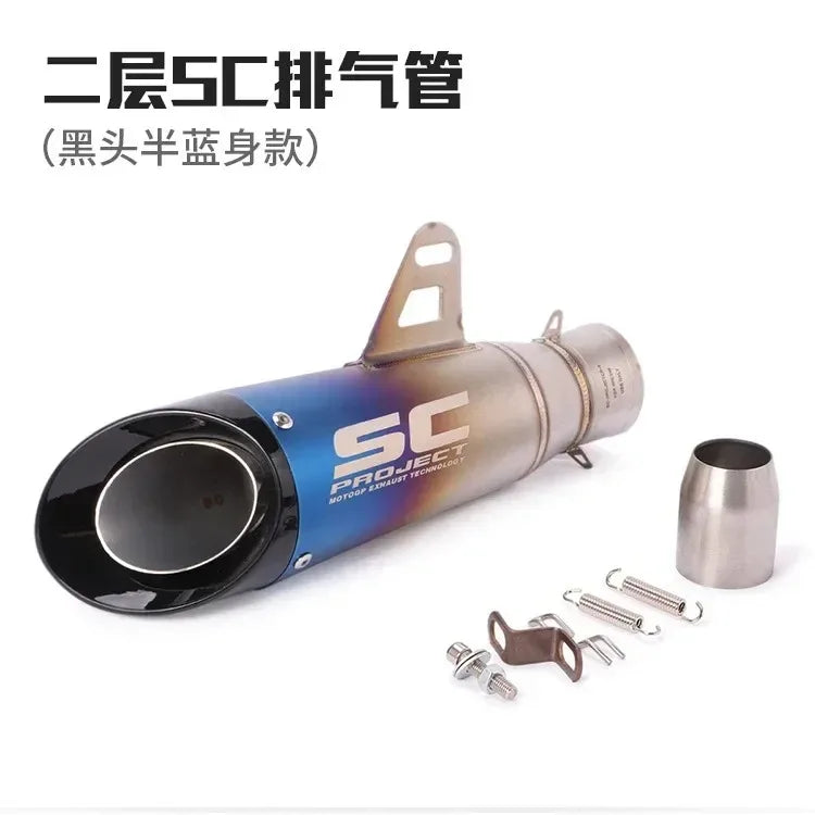 Silenciador de Escape SC de Dupla Camada, Som de Corrida Alto, Muffler Modificado Compatível com Ninja Z250 Z300 ZX10 MT07 MT09 R25 R3 R6