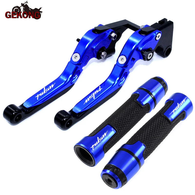 Motocicleta dobrável extensível cnc moto ajustável alavancas de freio embreagem handbar final apertos apto para bajaj pulsar 200 ns/200 rs/200 a