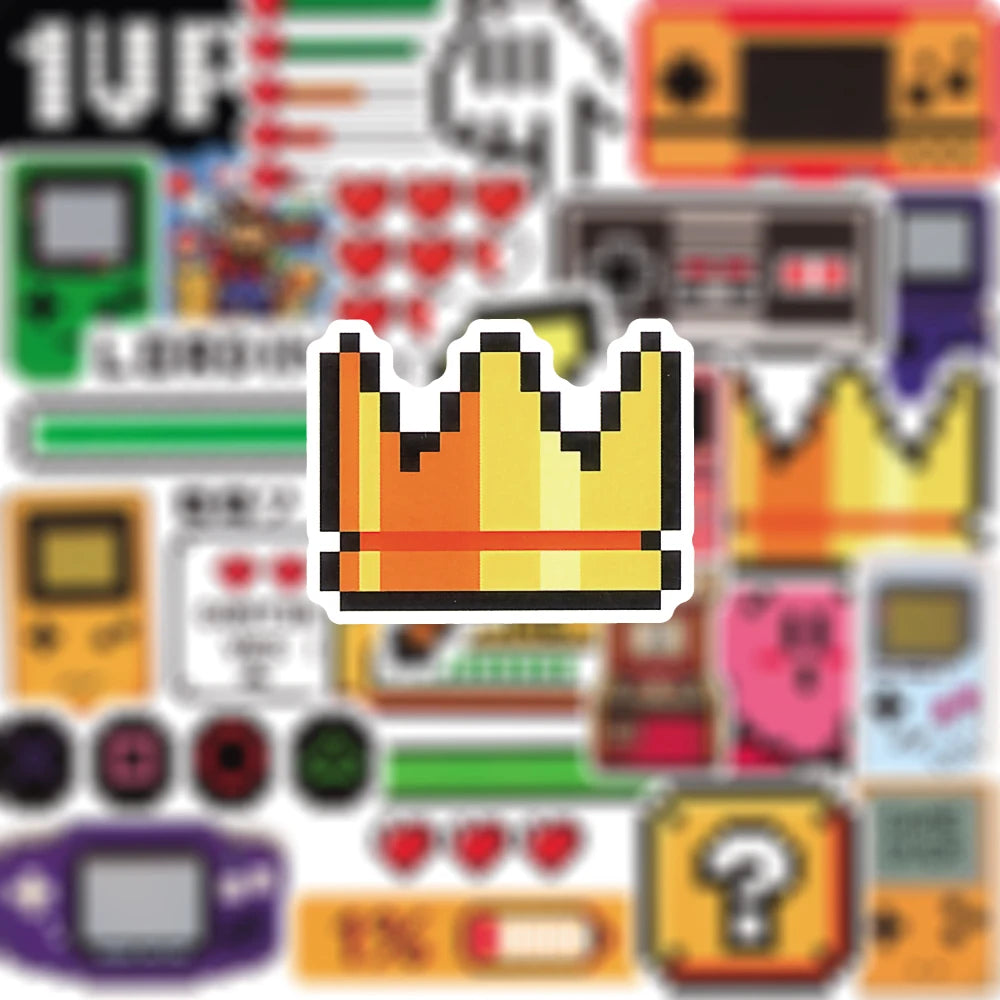 50 pçs clássico console de jogos dos desenhos animados adesivos retro nostalgia decalques para skate carro motocicleta capacete graffiti adesivo brinquedos