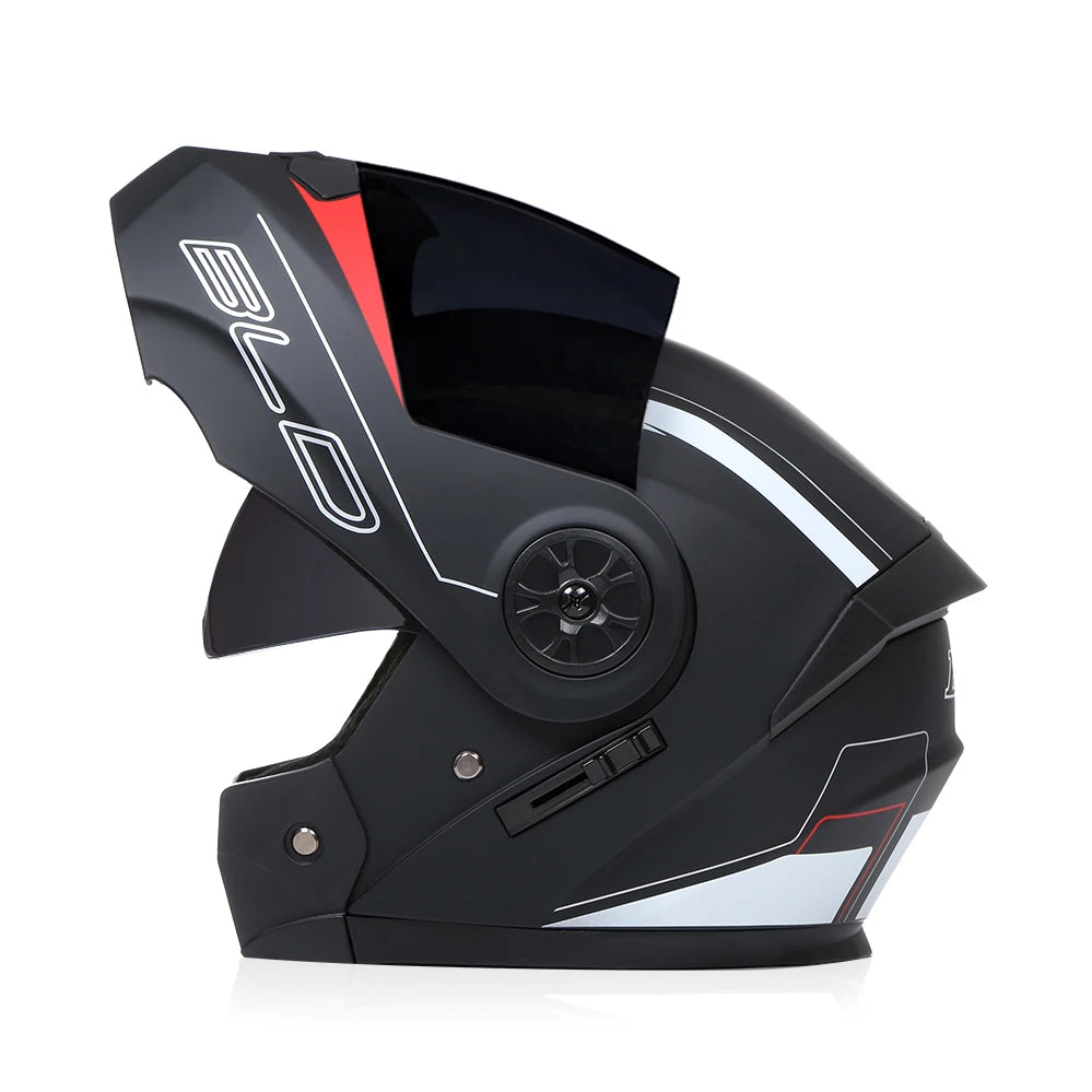 Bld modular lente dupla capacete da motocicleta segurança downhill flip up capacetes profissional motocross corrida rosto cheio casco moto
