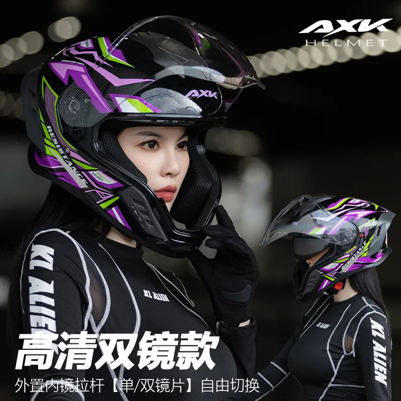 Capacete de Motocicleta Integral Certificado DOT para Todas as Estações com Design para Beber Água, Masculino e Feminino, para Pilotagem de Inverno