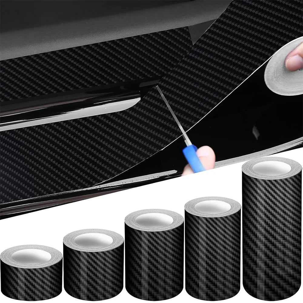 3d nano fita de fibra de carbono do carro preto porta borda guardas espelho lateral anti-risco tira de colisão à prova dwaterproof água protetor filme fita