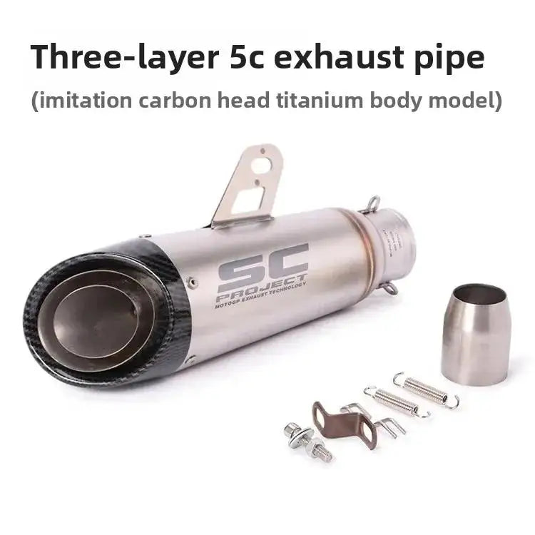Silenciador de Escape SC de Dupla Camada, Som de Corrida Alto, Muffler Modificado Compatível com Ninja Z250 Z300 ZX10 MT07 MT09 R25 R3 R6