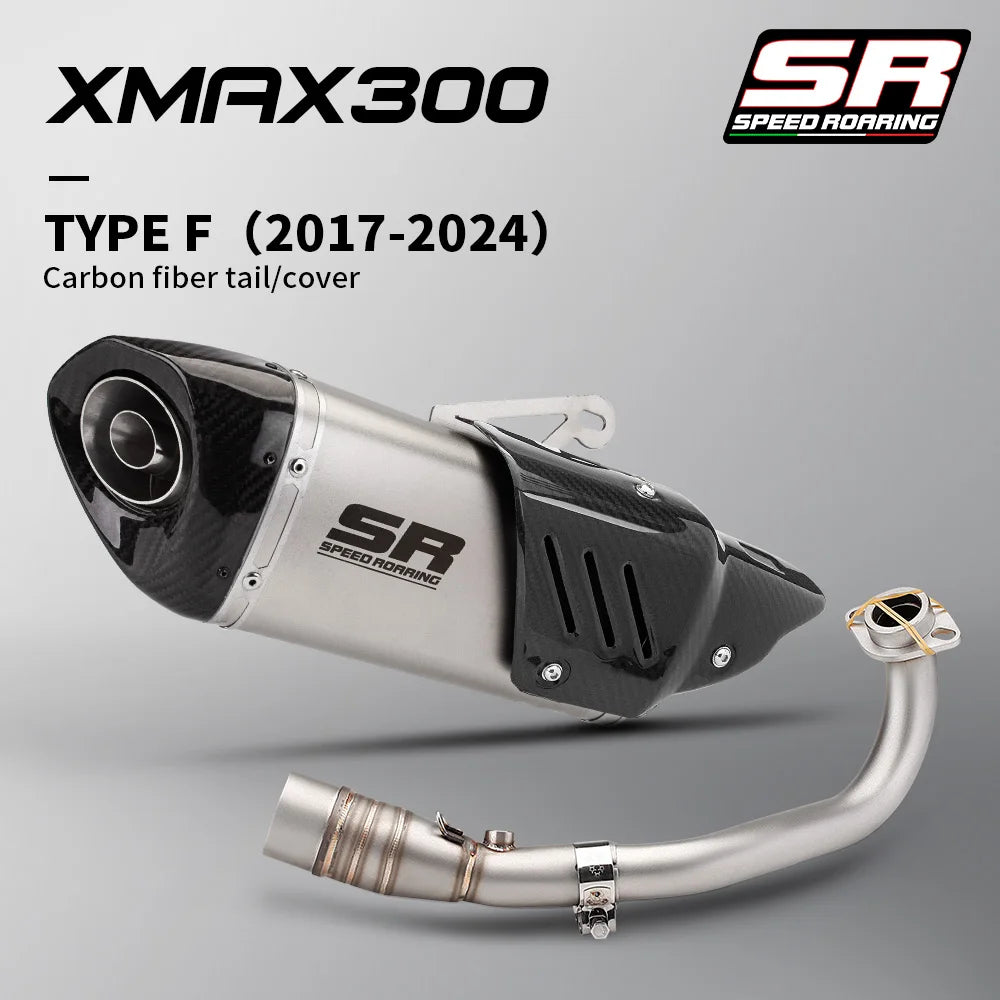 Sistema de escape da motocicleta para xmax300 xmax 250 300 400 2017-2024 tubo de ligação frontal e silenciador