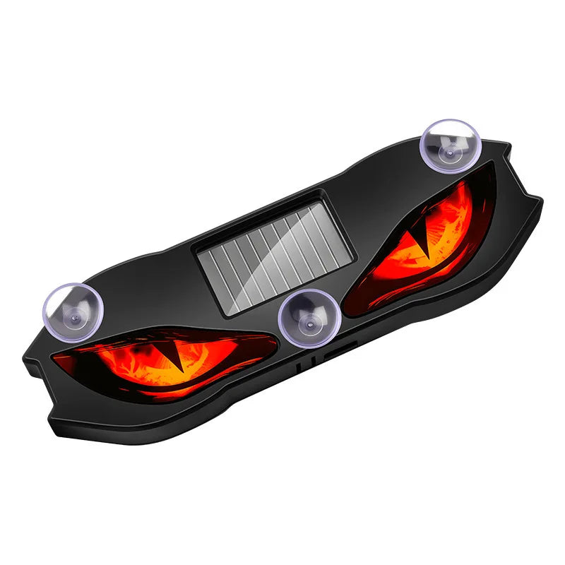 Luz de decoração para carro com LED em formato de diabo, alimentada por energia solar, luz de aviso automática sem fio, para janela traseira, triângulo de janela, lâmpada de atmosfera modificada