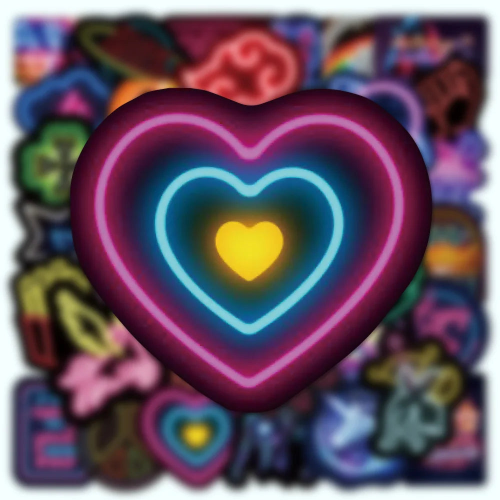 50/100pcs Neon Light Stickers for Skateboard Laptop Luggage Phone Case Car Motorcycle Bike Cool Waterproof Decals Sticker Kids