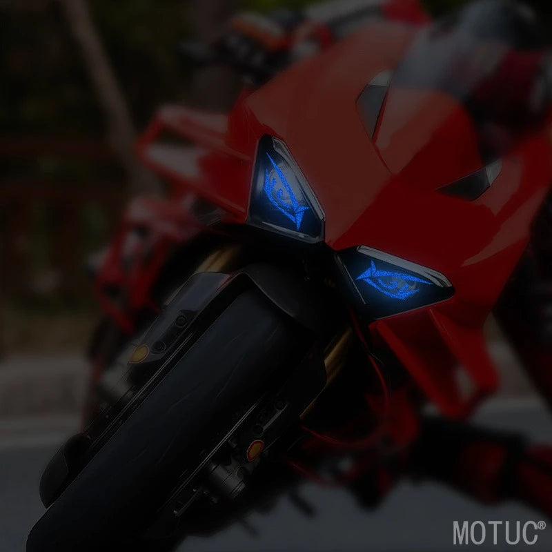 1 Par de Adesivos Criativos Refletivos Olhos de Monstro para Moto, Impermeáveis, para Farol, Tanque de Combustível e Carroceria de Scooter, Decalques de Vinil DIY