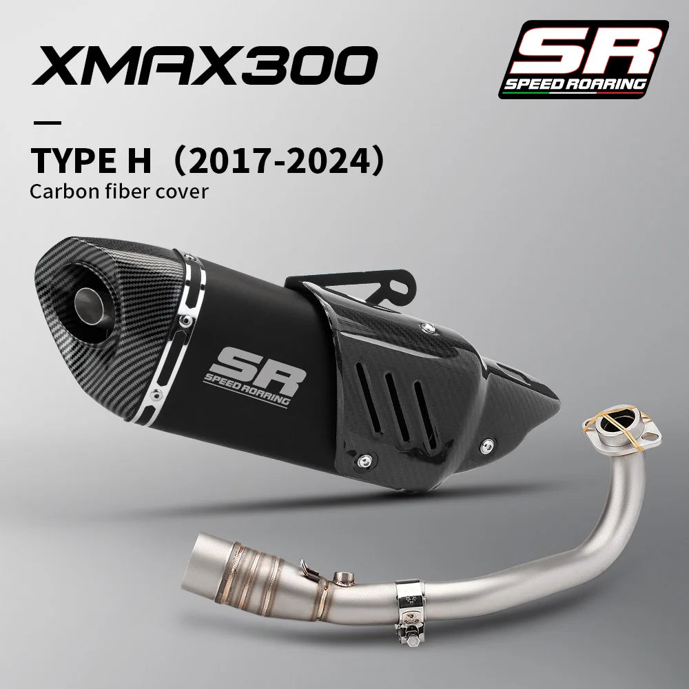 Sistema de escape da motocicleta para xmax300 xmax 250 300 400 2017-2024 tubo de ligação frontal e silenciador