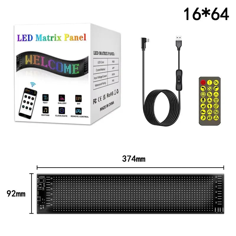 Programmable LED Matrix Pixel DC 5V RGB LED Car Sign Animation Panel DIY Bluetooth App Control LED Panel Flexible Display Light