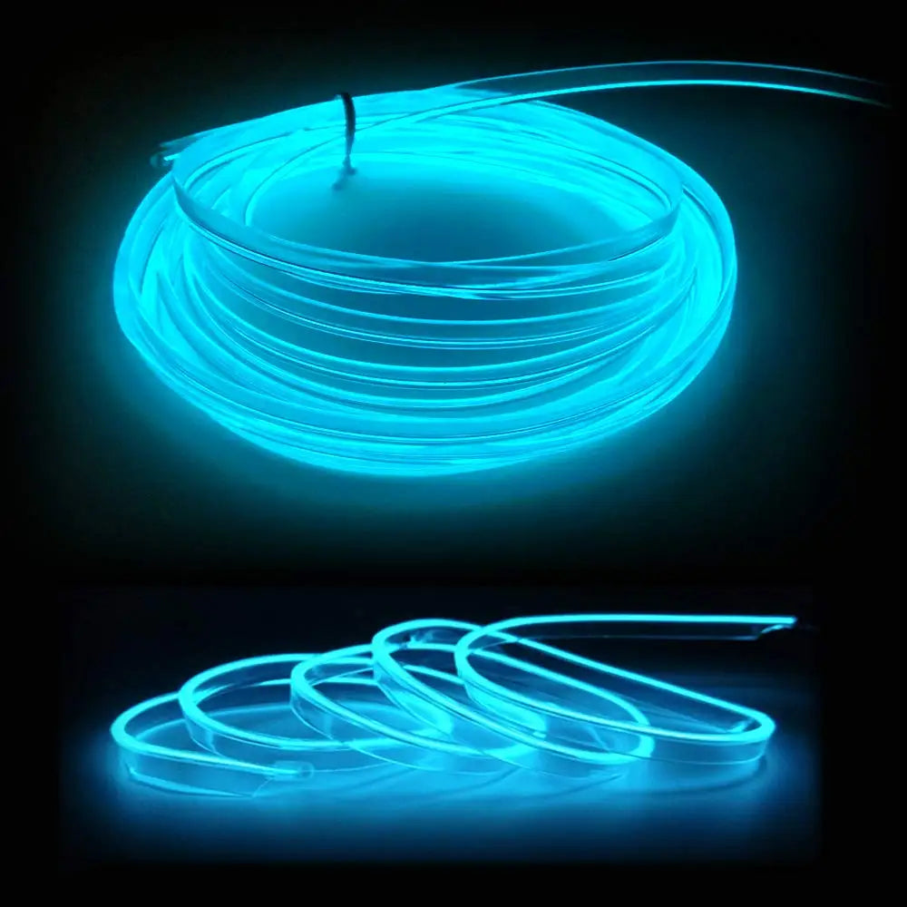 Carro Interior LED Strip Light, Neon EL Fiação, Lâmpada Decorativa para Auto, Luz Ambiente Flexível, Diodo de Festa Atmosfera, USB, 5m