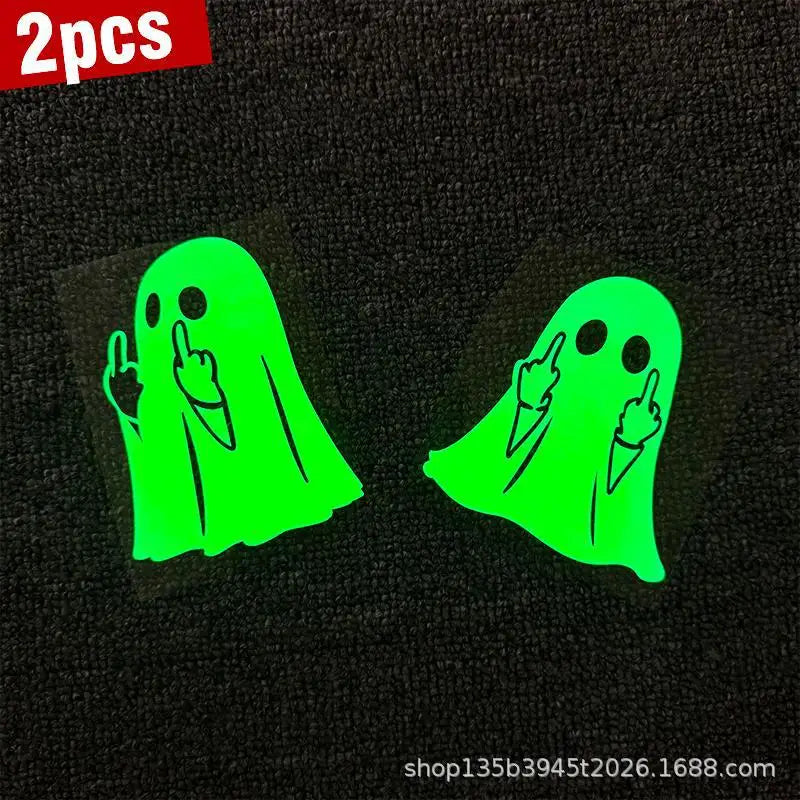 Adesivo Decorativo de Halloween com Fantasma Brilhante, Criativo e Personalizado para Carro e Motocicleta, Padrão Engraçado para Aplicar na Carroceria
