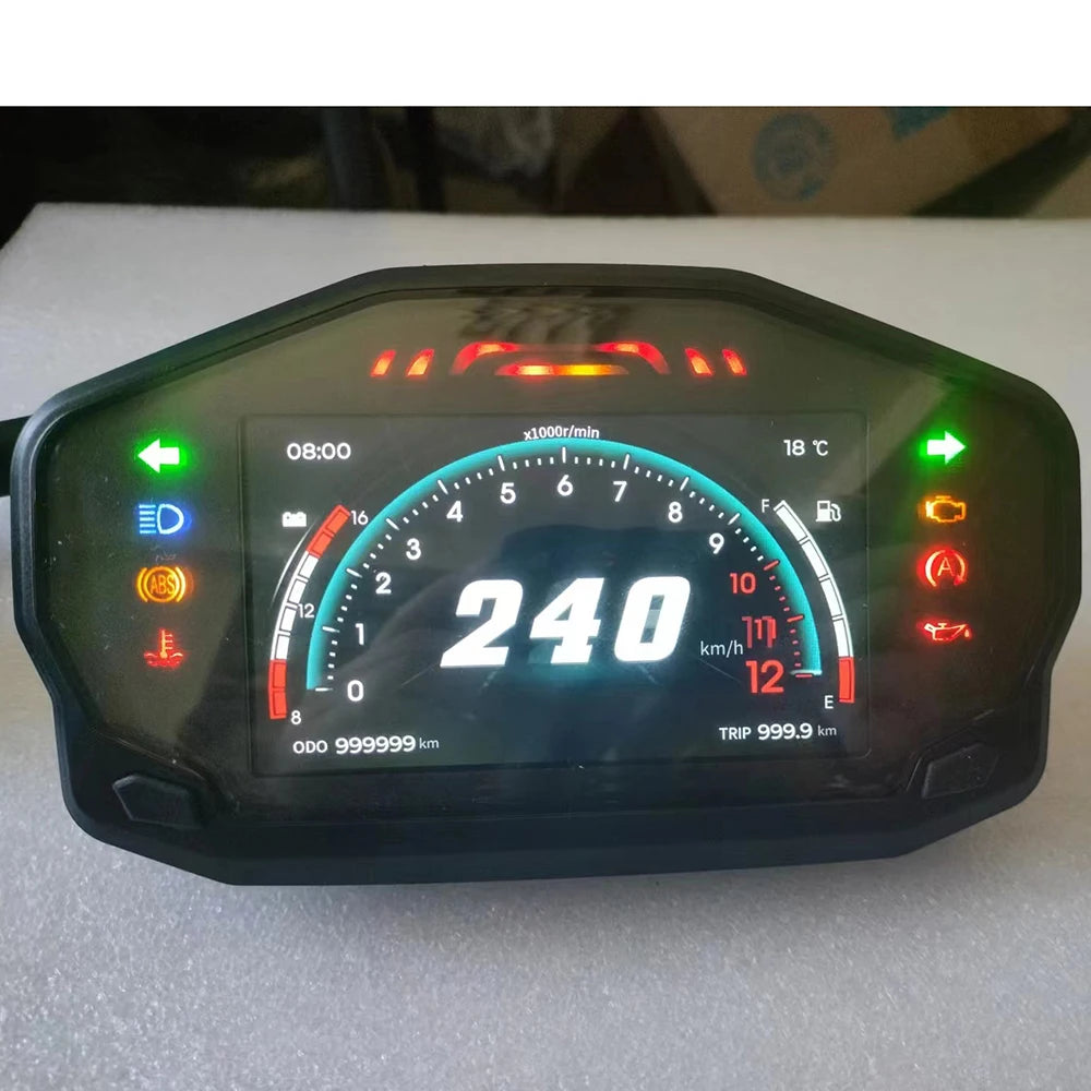 Velocímetro TFT universal para motocicleta, odômetro multifuncional com nível de combustível, medidor de temperatura da água, 1 cilindro, 2 cilindros, 4 cilindros, novo
