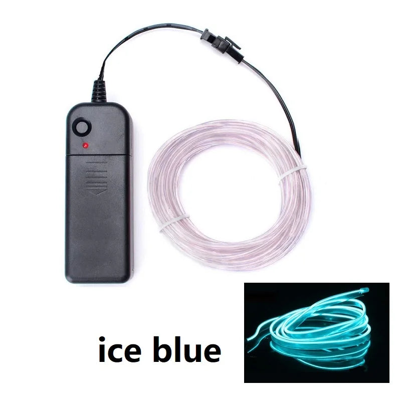 1m 3m 5m brilho el fio cabo de néon para festa de dança de natal trajes diy luz iluminada multicolorida aa bateria lâmpada tira led