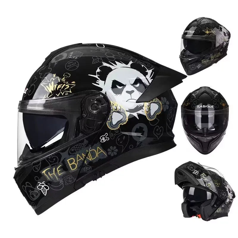 Flip up capacete da motocicleta rosto cheio lente dupla fora de estrada capacete de corrida dos homens cascos para moto capacete de moto dot aprovado