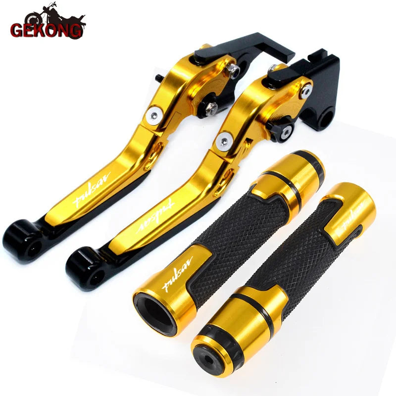 Motocicleta dobrável extensível cnc moto ajustável alavancas de freio embreagem handbar final apertos apto para bajaj pulsar 200 ns/200 rs/200 a