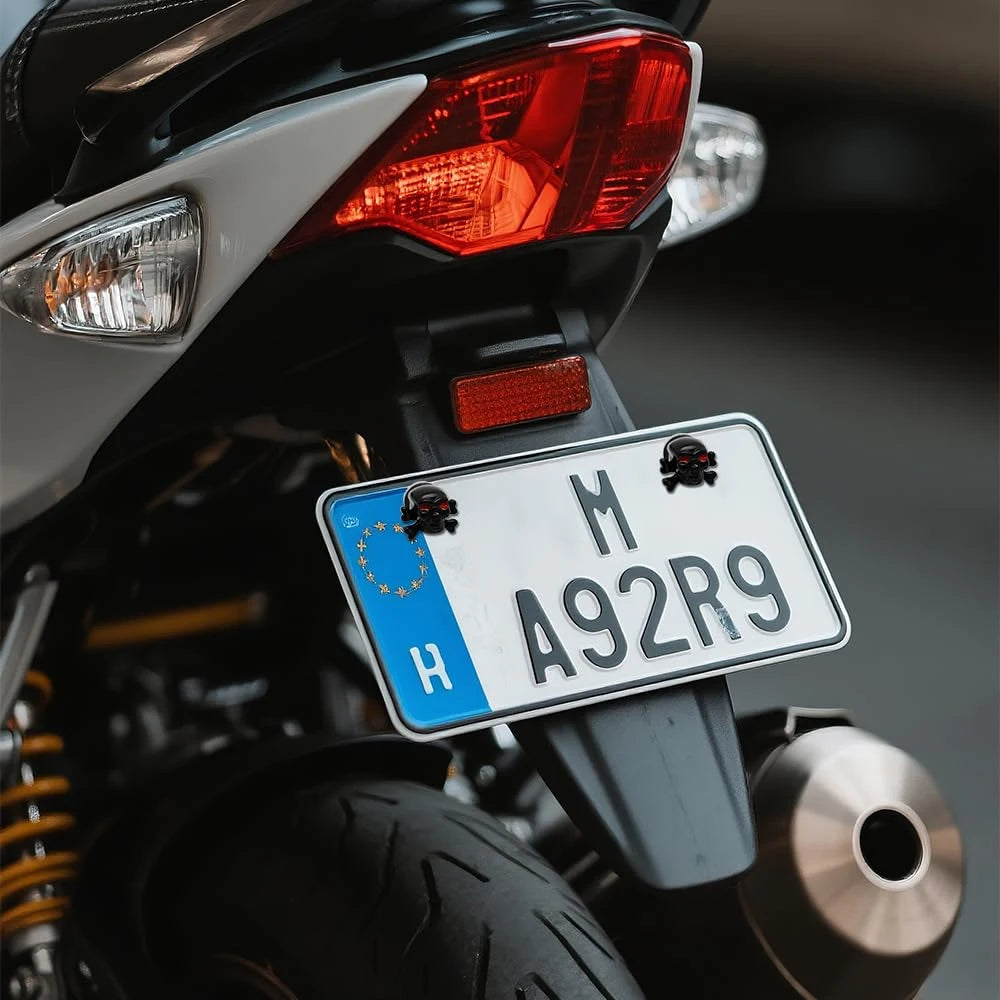 4 Parafusos de Placa de Matrícula com Caveira, Decoração Gótica de Caveiras para Carro, Moto, Caminhão, Veículo
