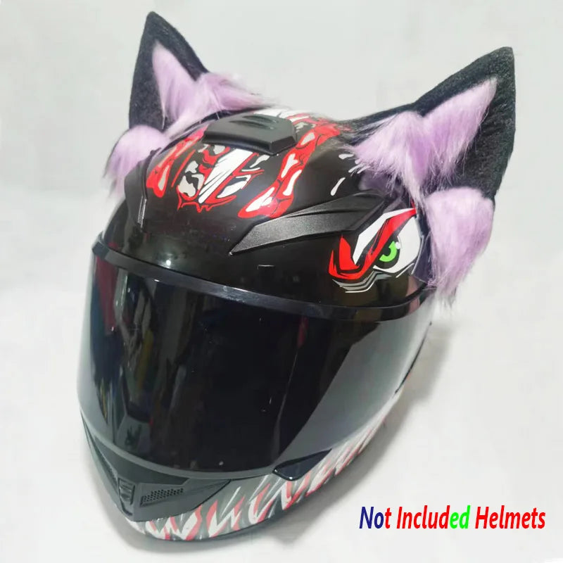 Decoração de capacete elétrico de motocicleta, 3d estéreo, orelhas de lobo, pelúcia dobrável, acessórios de capacete de moto, adesivos, estilo cosplay