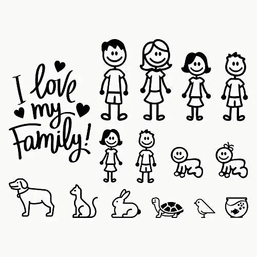 Eu amo minha família carro motocicleta janela protetor solar à prova dwaterproof água adesivos de carro decalques personalizados decorações pvc 30cm x 24cm