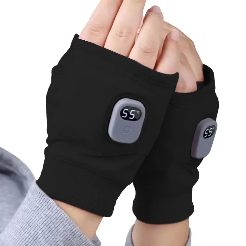 Luvas elétricas aquecidas usb, bateria recarregável de 2000mah, configurações de 3 temperaturas, luvas sem dedos, aquecedores de mãos inteligentes sem fio
