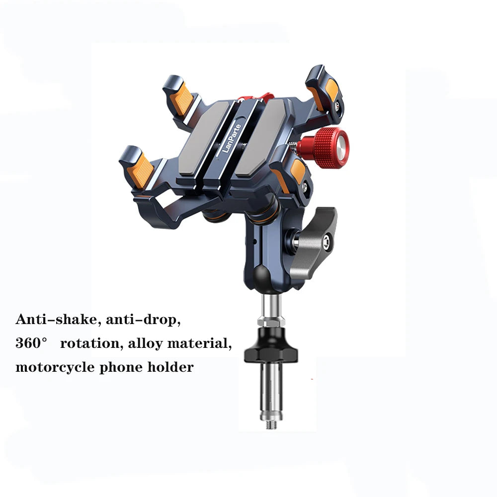 Suporte para celular para Kawasaki Ninja 400/500/650 2019–2026 em alumínio com absorção de choque 360 ° Suporte de Navegação Metálico Ajustável