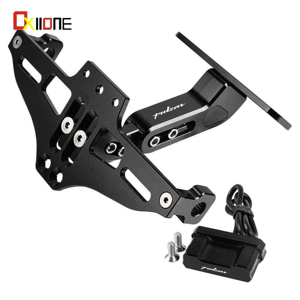 2012-2024 para bajaj pulsar n160 n250 rs200 ns200 200ns pulsar 125 150 180 200 suporte da placa de licença quadro suporte luz led