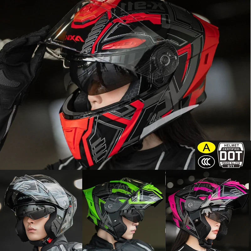 Capacete de motocicleta com certificação 3C&DOT, masculino e feminino, modular, quente para o inverno, quatro estações, capacete de segurança para scooter elétrica