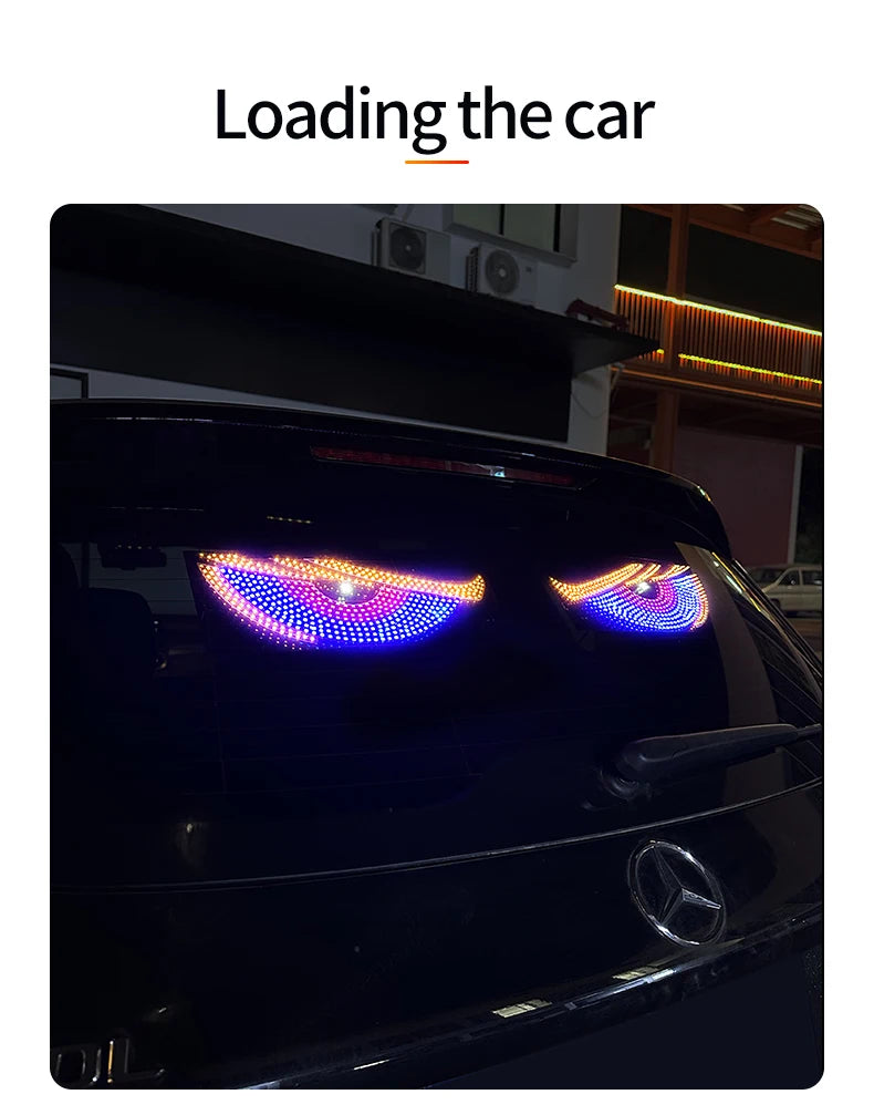 Luz LED RGB Olho do Diabo, 11 Modos, à Prova d'Água, Luz Traseira para Janela, Lâmpada Decorativa Universal para Veículos com Modos de Flash.