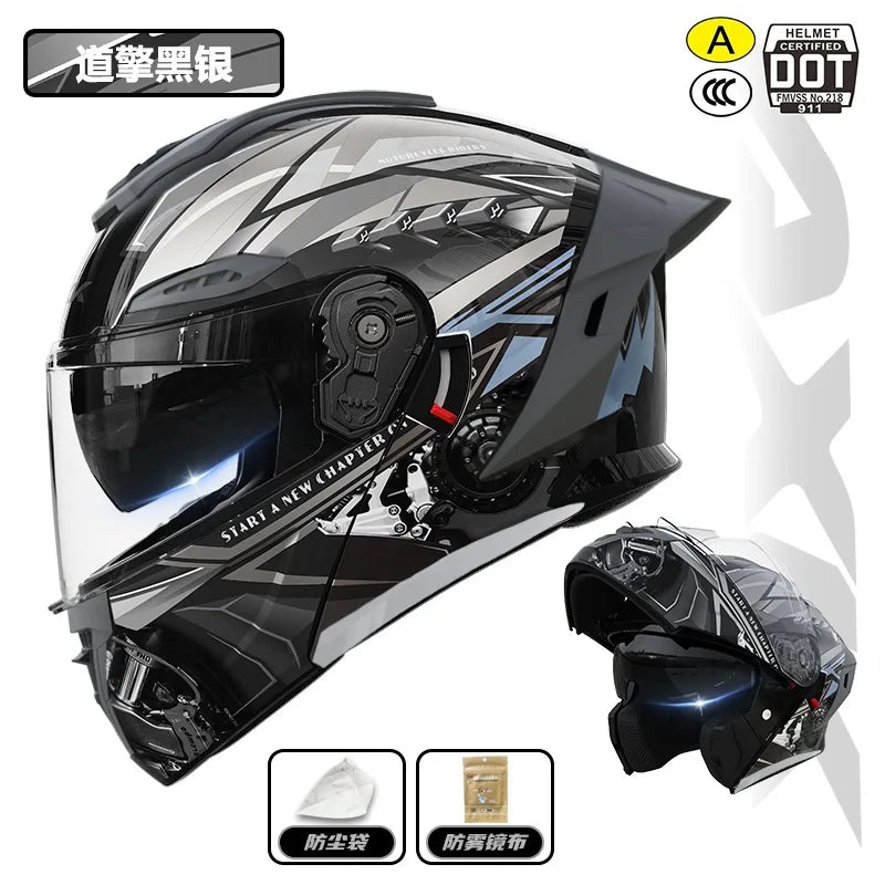 Capacete de motocicleta com certificação 3C&DOT, masculino e feminino, modular, quente para o inverno, quatro estações, capacete de segurança para scooter elétrica