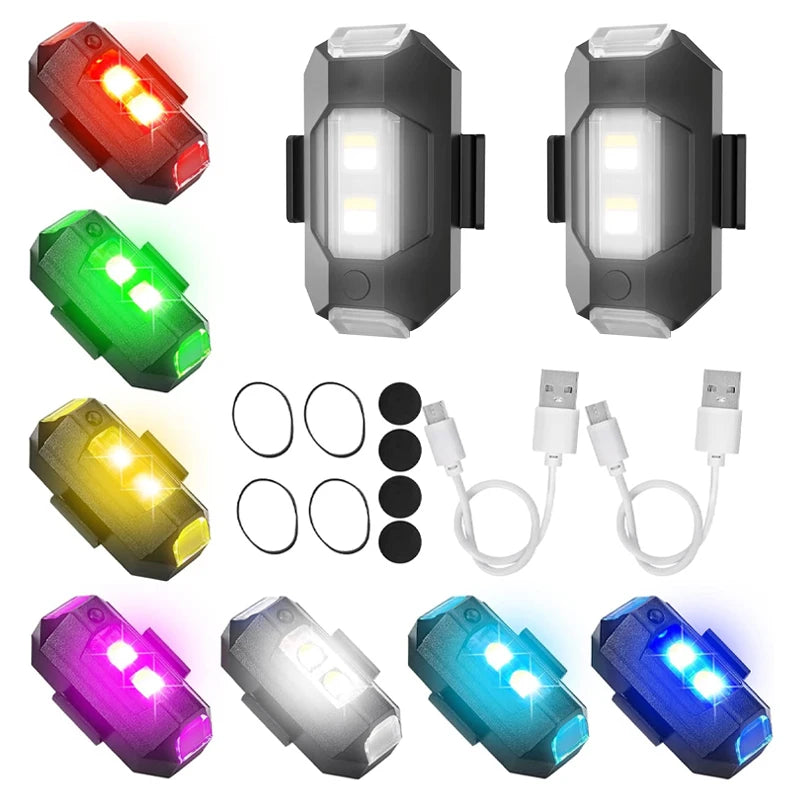 Luz estroboscópica universal para motocicleta, lâmpada de aviso usb para carro, led, anti-colisão, drone, voo noturno, mini luz de sinal piscante