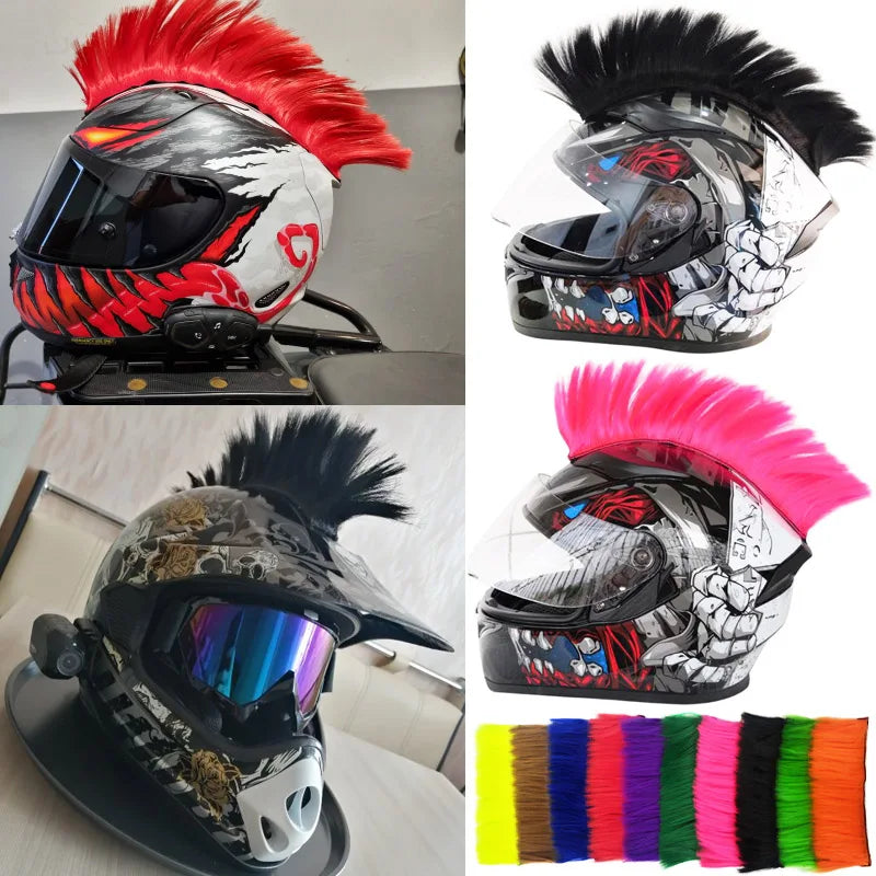 Personalidade criativa motocicleta capacete elétrico decoração mohawk peruca de cabelo moto capacete acessórios adesivos estilo cosplay