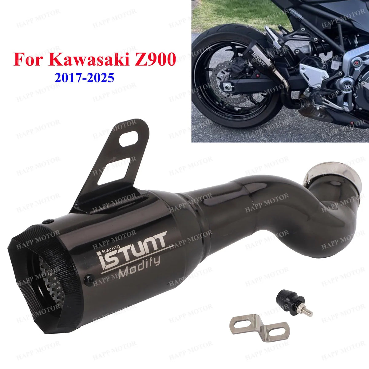 Ponteira de Escape Slip-On para Kawasaki Z900 Z900E Z900 A1 A2 2017-2026, Silenciador e Tubo Intermediário de Escape para Motocicleta Z900
