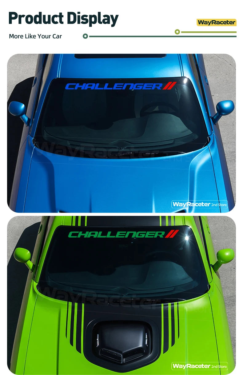Adesivo refletivo de vinil para para para-brisa dianteiro de carro, adesivo para janela de para Dodge Challenger Hellcat SRT Demon, acessórios
