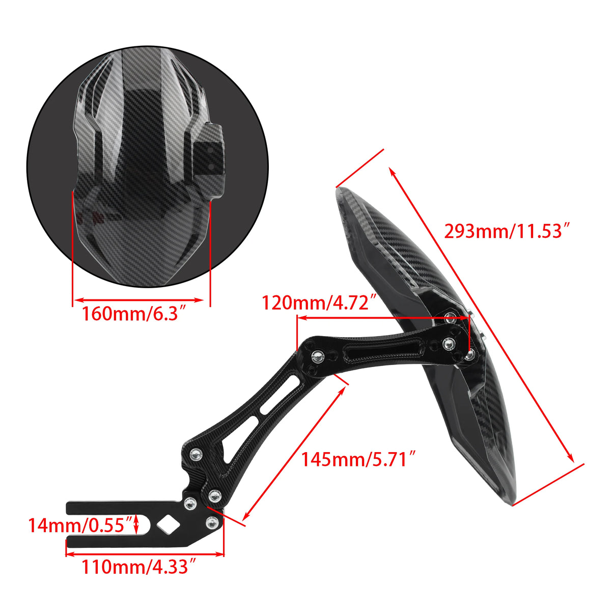 Para-lamas extensor ajustável para roda traseira de motocicleta, transferência de água, liga de alumínio, acessórios universais para scooters