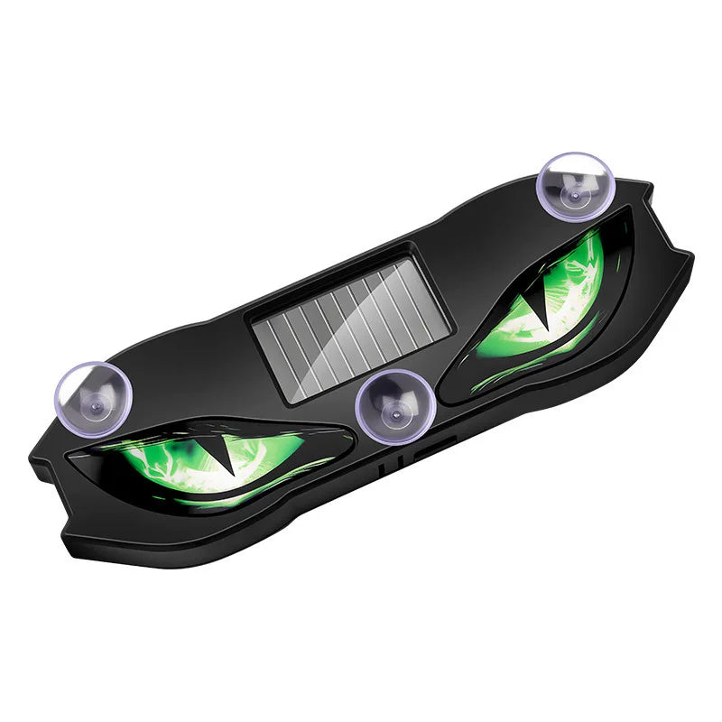 Luz de decoração para carro com LED em formato de diabo, alimentada por energia solar, luz de aviso automática sem fio, para janela traseira, triângulo de janela, lâmpada de atmosfera modificada