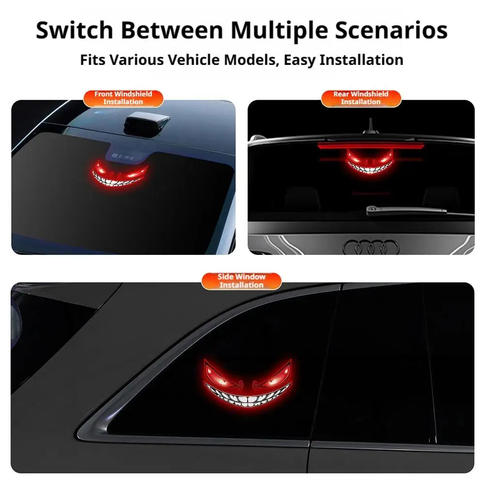 Luz de Advertência LED para Carro, Luz Solar de Olho de Demônio, Luz de Advertência Dinâmica com Efeito de Flash, Luzes de Sinalização de Segurança Universal para Veículos